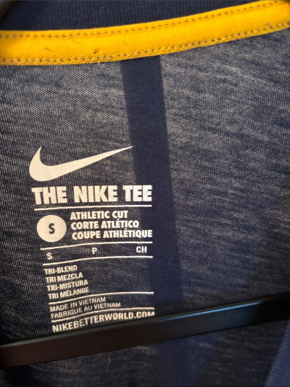 Jordan Navy Blue and Gold 'CAL NEVER STOPS' Short Sleeve Tee